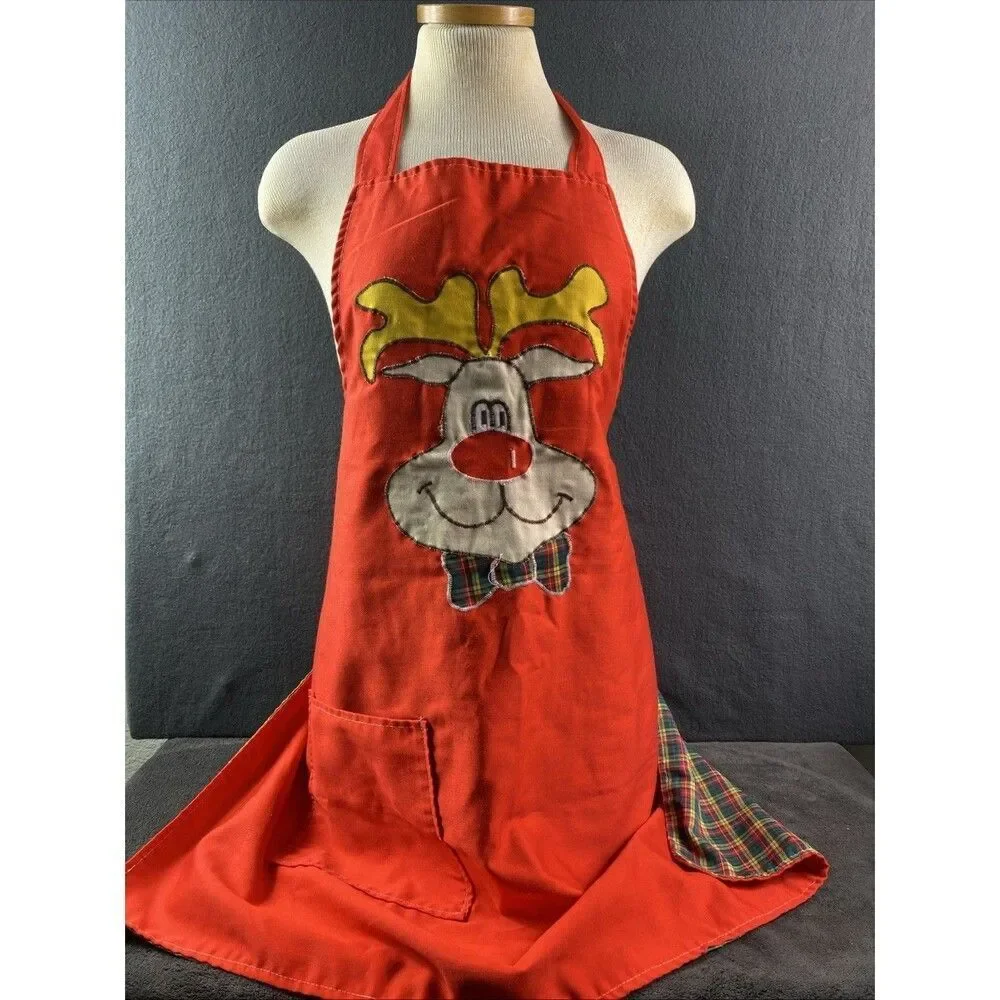 Reindeer Christmas Holiday Double Sided Plaid Red Unisex One Size Fits All